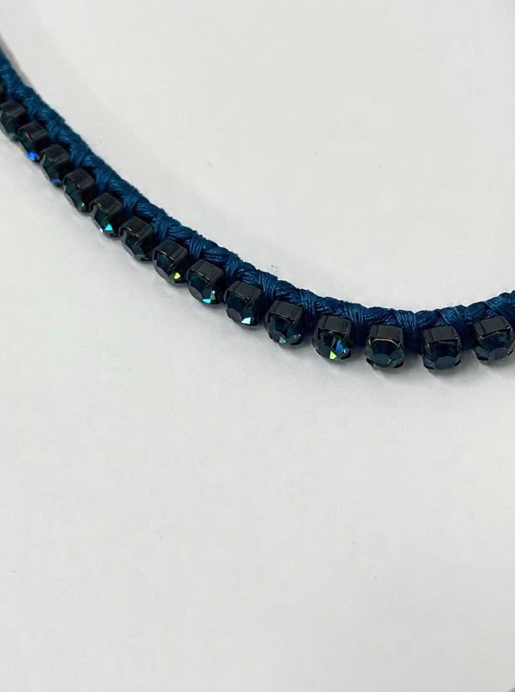 Alyssa Norton Montana Blue Silk and Rhinestone Necklace
