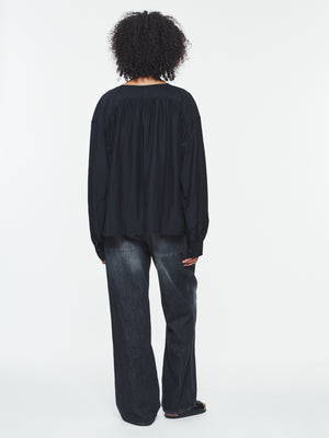 Gathered Neck Top in Black