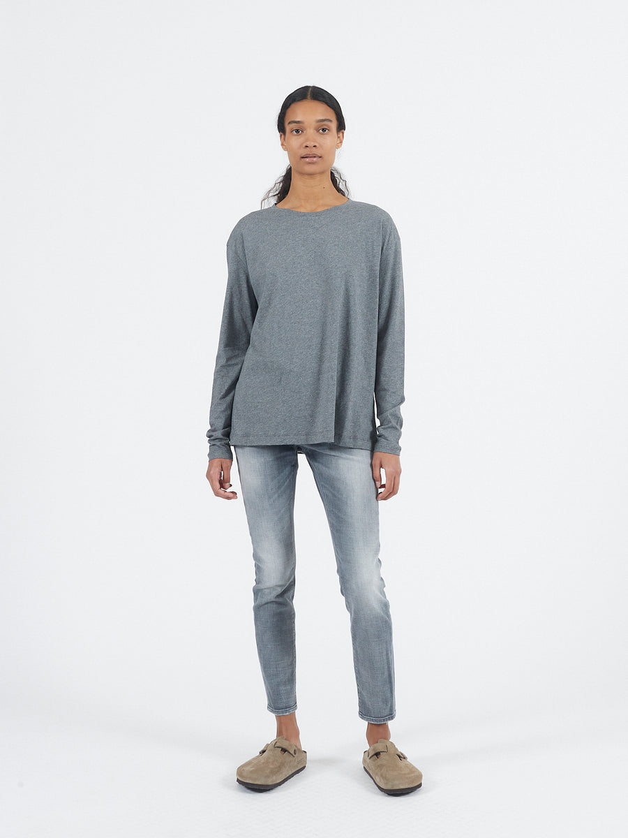 Yoke Tee in Grey Melange