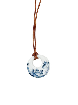 Porcelain  Pendant on Leather Cord - Matthew Swope Jewelry