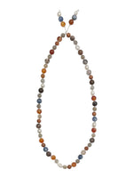 Freshwater Pearl, Kyanite, Carnelian, Moonstone, and Fossilized Wood on Knotted Silk - Matthew Swope Jewelry