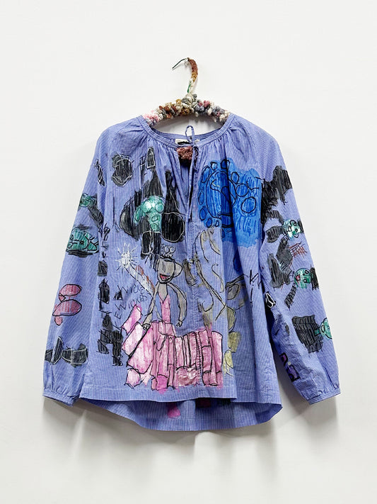 Kathleen Miller Pinstripe Peasant Top