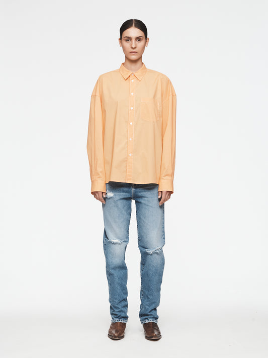 Shirred Uniform Top in Tangerine