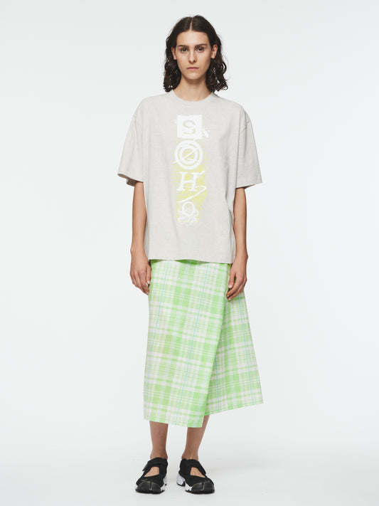 Draped Wrap Skirt in Lime Plaid