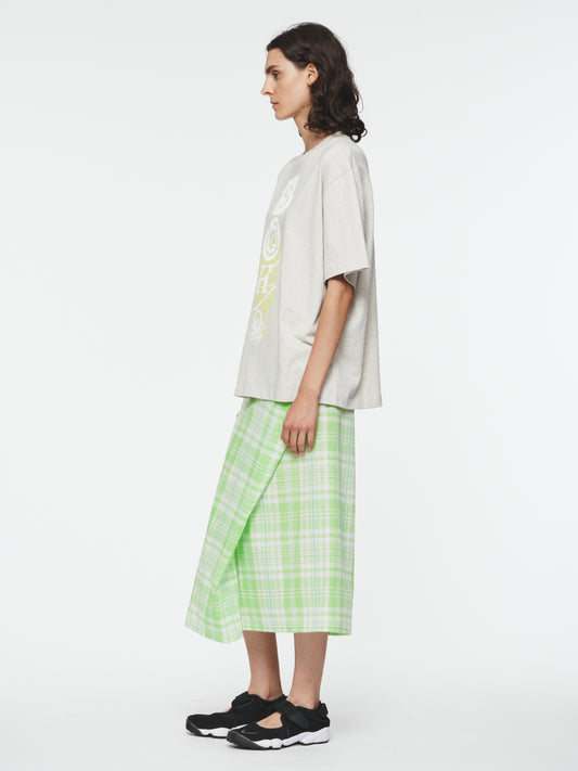 Draped Wrap Skirt in Lime Plaid