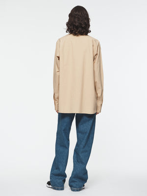 Concealed Placket Biggie Shirt in Nude