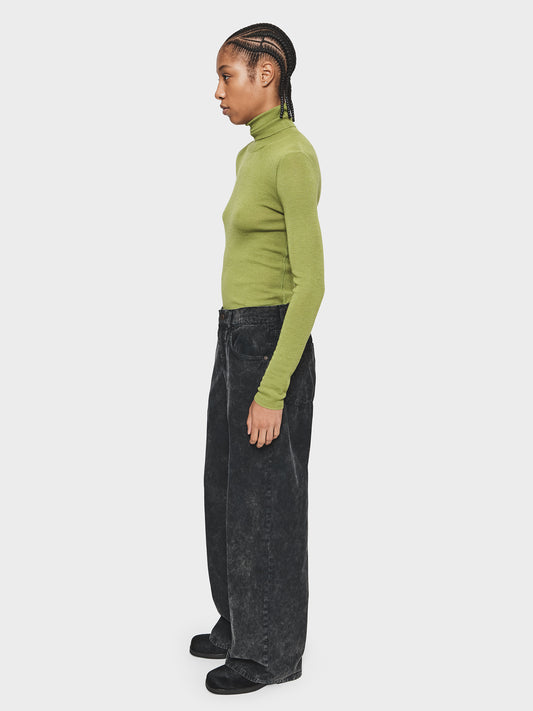 Corduroy Wide Jean in Washed Grey