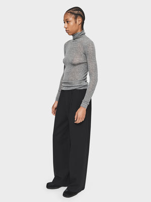 Pleated Long Pull-on Pant in Black