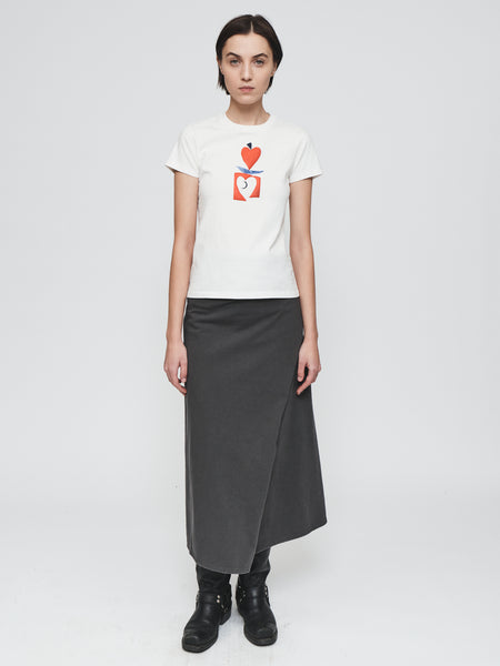Draped Wrap Skirt in Washed Black