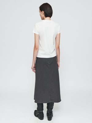 Draped Wrap Skirt in Washed Black