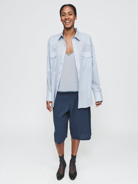 Sheer Western Shirt in Sky Blue