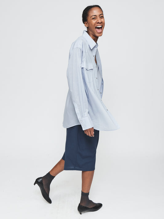 Sheer Western Shirt in Sky Blue