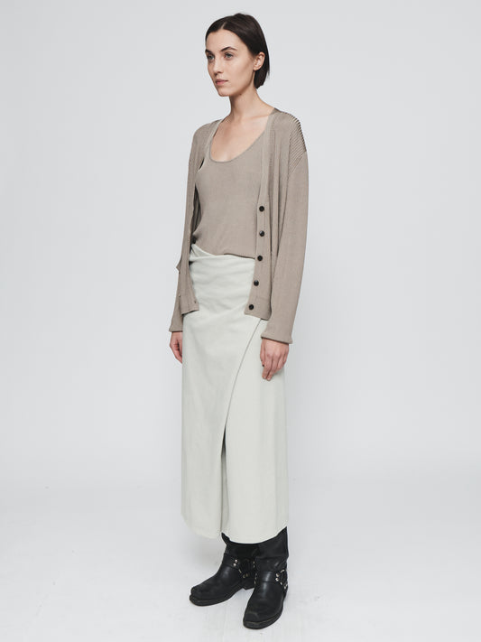 Draped Wrap Skirt in Chalk