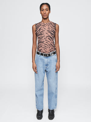 Tiger Printed Sheer Muscle Tank