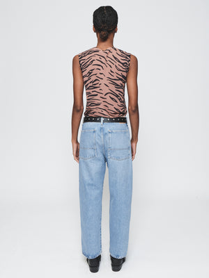 Tiger Printed Sheer Muscle Tank