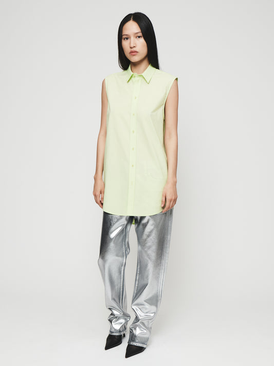 Sleeveless Buttondown Shirt in Limeade