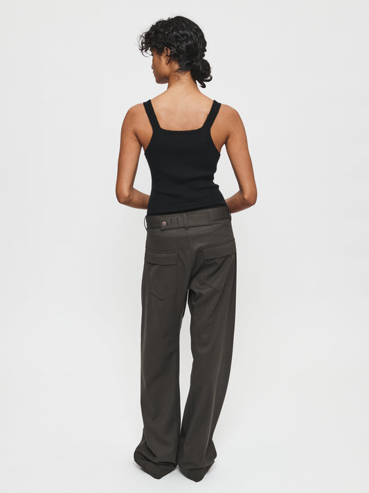 Variegated Rib Tank Black