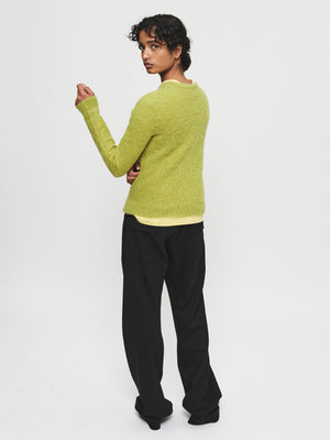 Baby Alpaca Skinny Crew in Moss