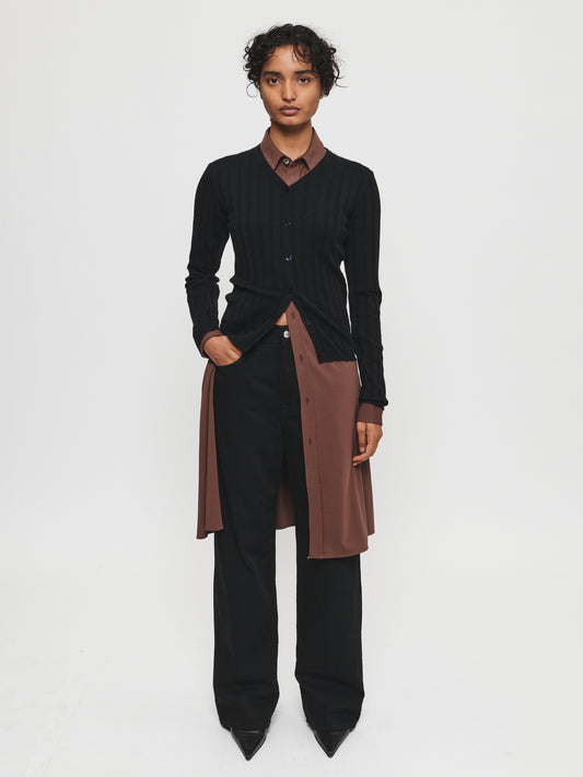 Wide Rib Cardigan Black