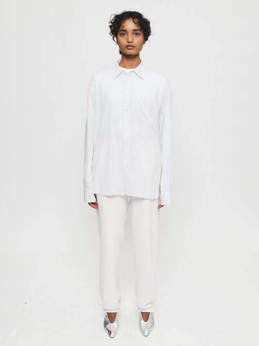 Ruched Biggie Shirt in Black Fine Stripe