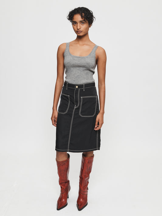 Variegated Rib Tank Grey Melange