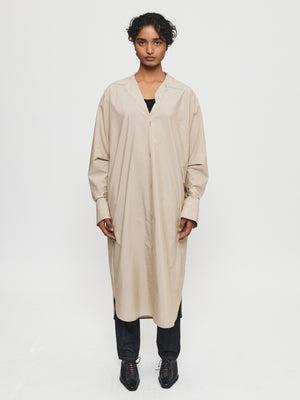 Flattened Shirt Dress in Light Beige