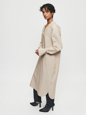 Flattened Shirt Dress in Light Beige