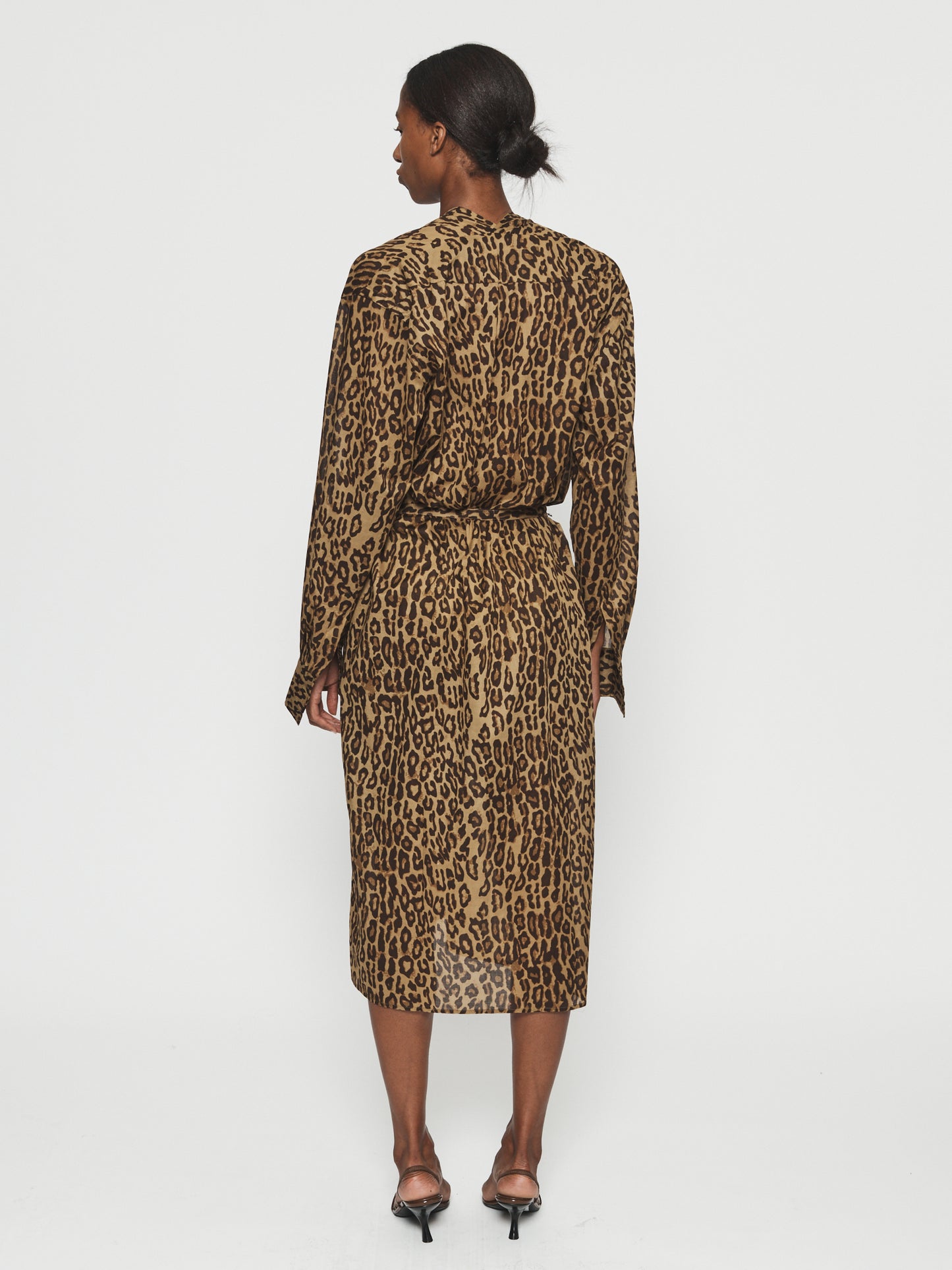 Collarless Shirtdress Leopard