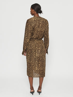 Collarless Shirtdress in Leopard