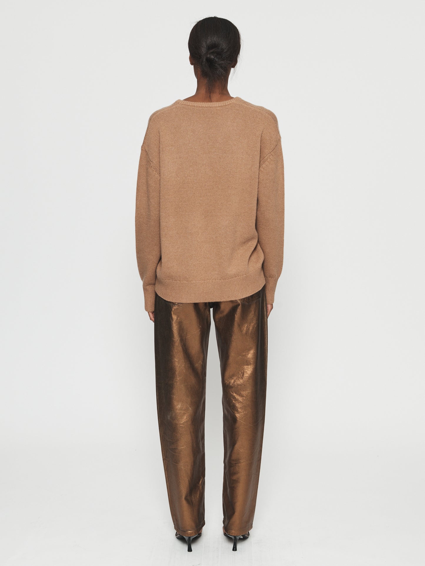 Oversized V-Neck Camel
