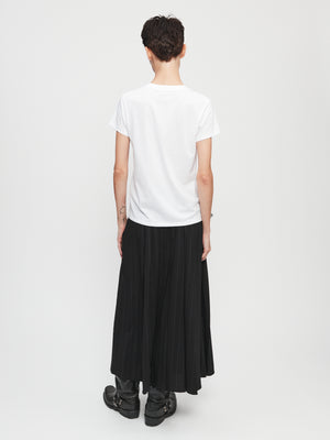 Pleated Wrap Skirt in Pinstripe