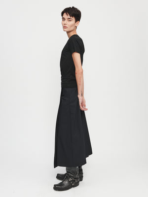 Pleated Wrap Skirt in Black