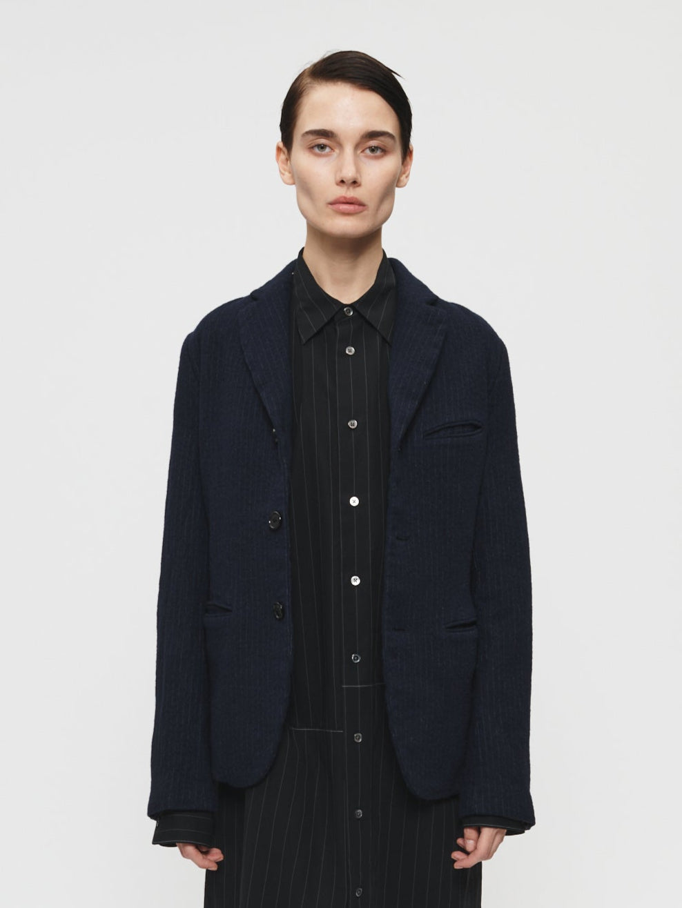 Boiled Pinstripe Blazer Ink