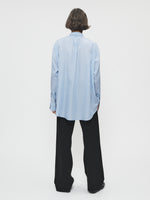 Ruched Biggie Shirt in Blue Fine Stripe