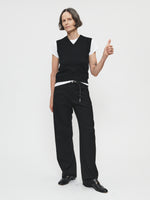 Twisted Seam Pant in Black Wool Twill