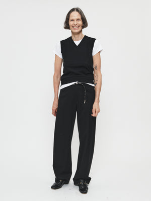 Twisted Seam Pant in Black Wool Twill