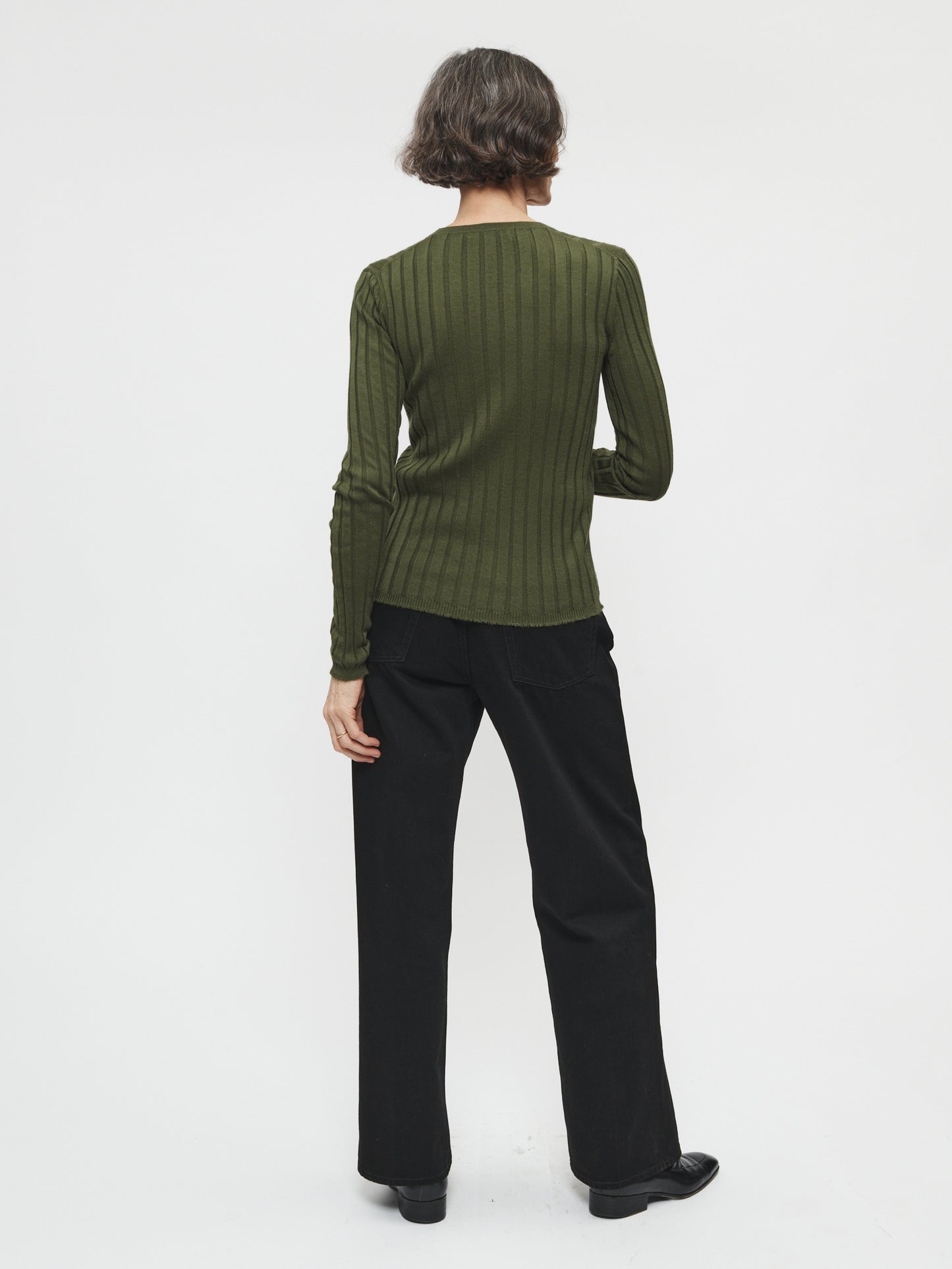 Wide Rib Cardigan Army Green