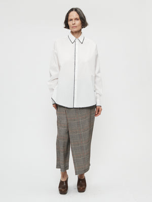 Contrast Overlock Uniform Shirt