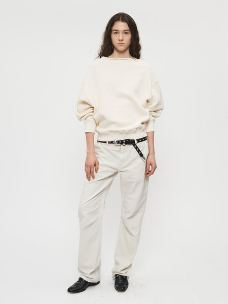 Rolled Neck Sweatshirt in Ivory