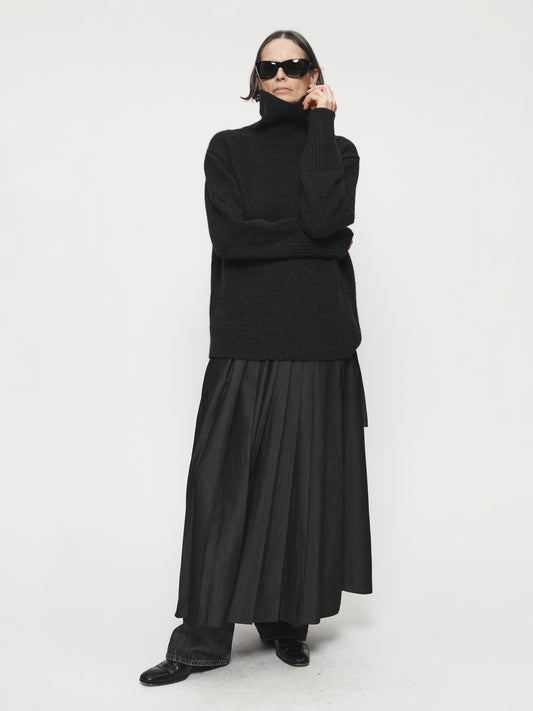 High Neck Long Sleeve Charcoal