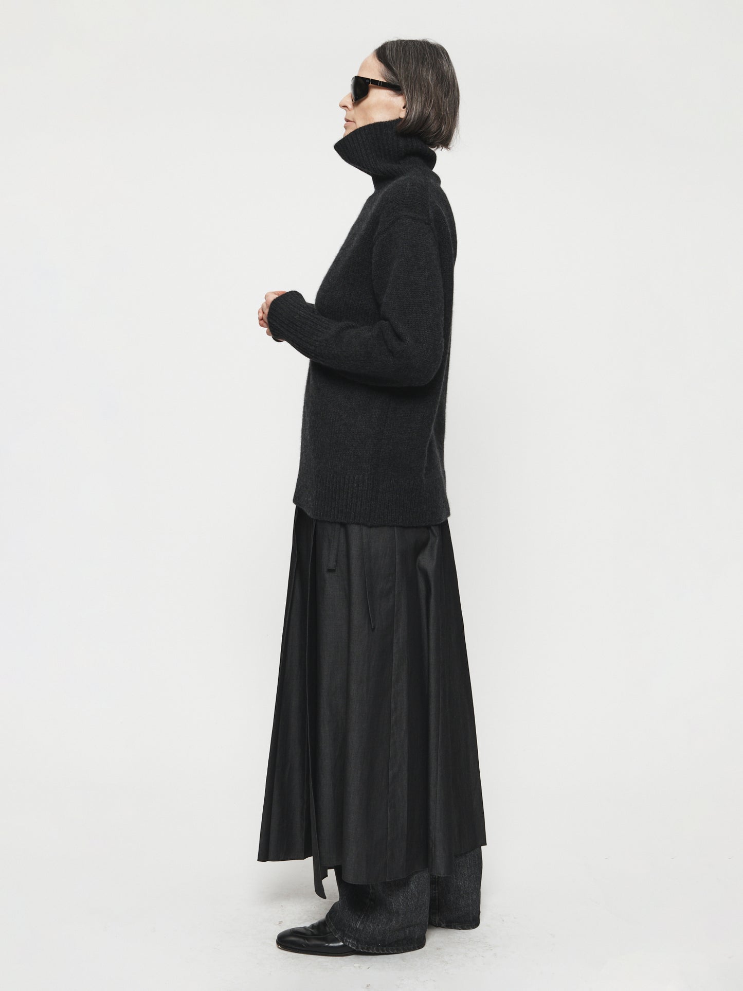 High Neck Long Sleeve Charcoal
