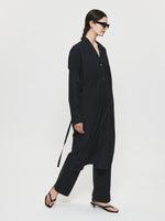 Collarless Shirtdress in Black