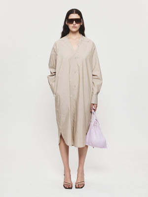 Flattened Shirt Dress in Light Beige