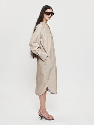 Flattened Shirt Dress in Light Beige