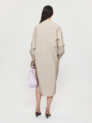 Flattened Shirt Dress in Light Beige