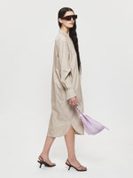 Flattened Shirt Dress in Light Beige