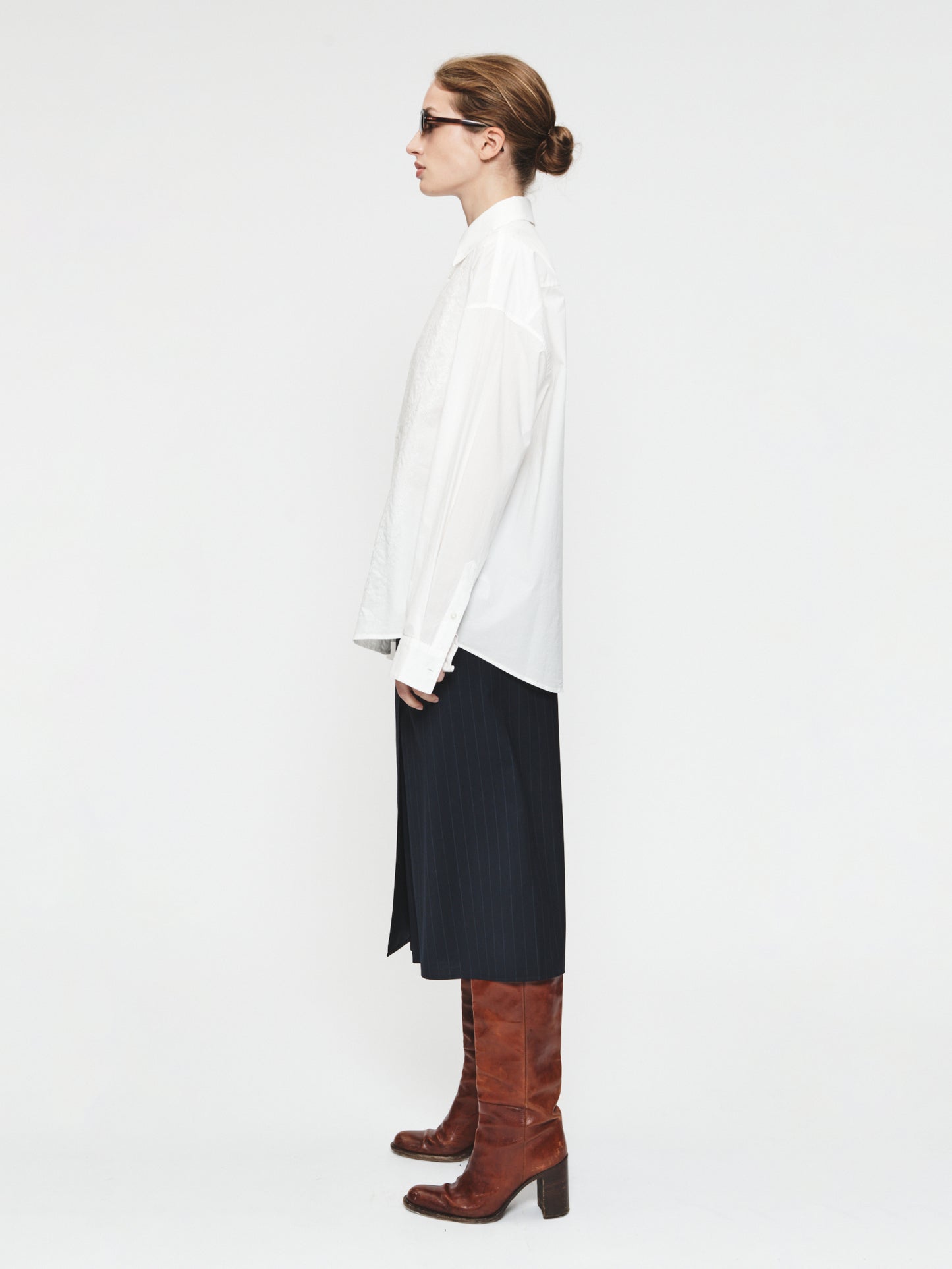 Embroidered Uniform Shirt White
