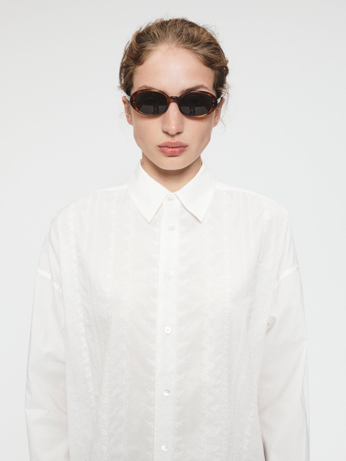 Embroidered Uniform Shirt White