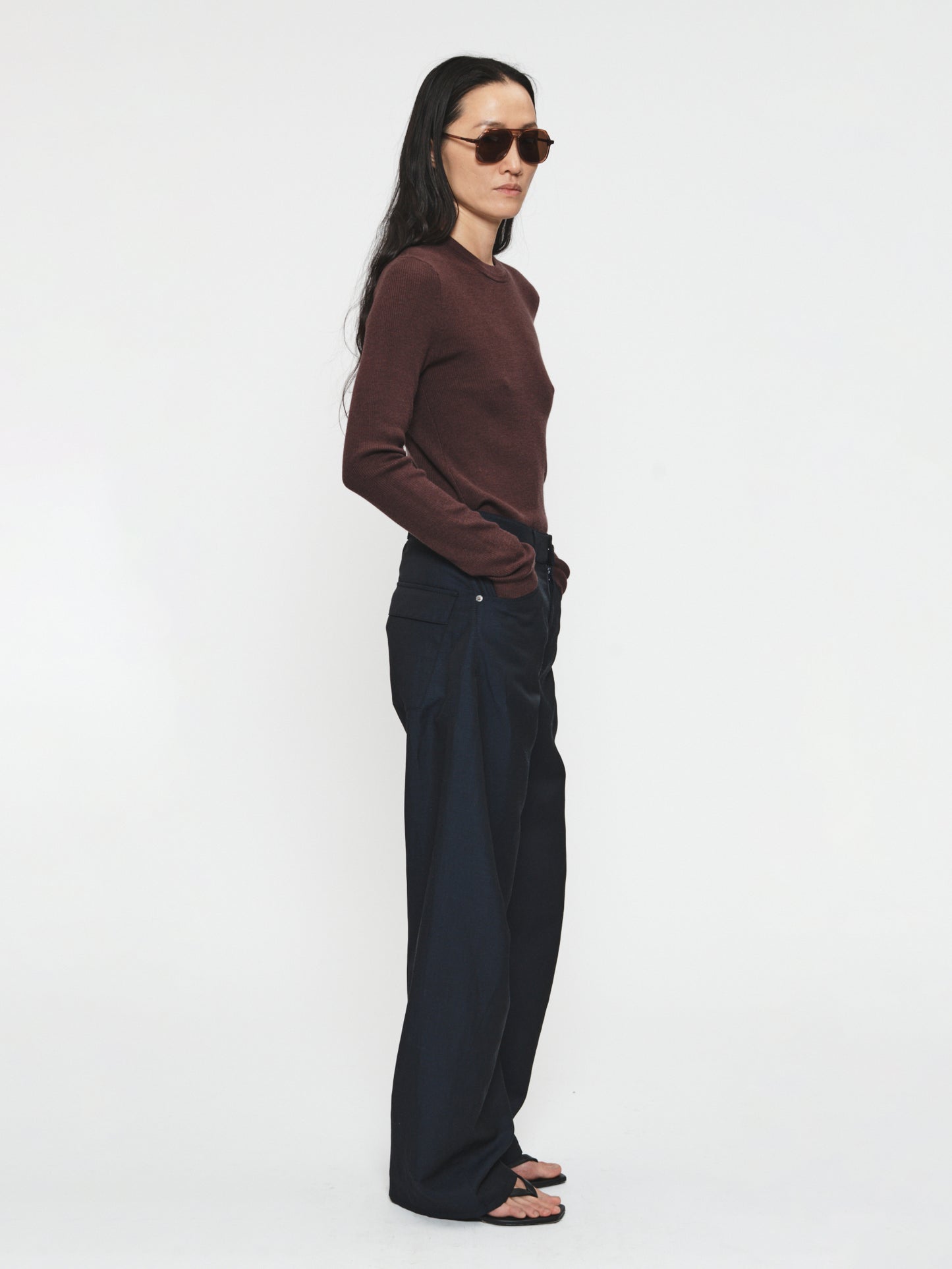 L/S Rib Crew Espresso