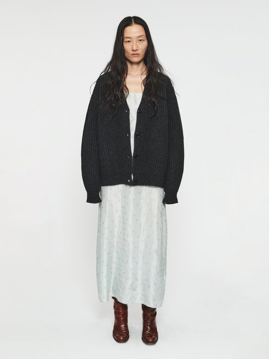 Fisherman Rib Cardigan Charcoal
